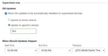 screenshot: software update settings