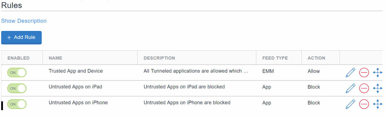 screenshot: trusted and untrusted apps