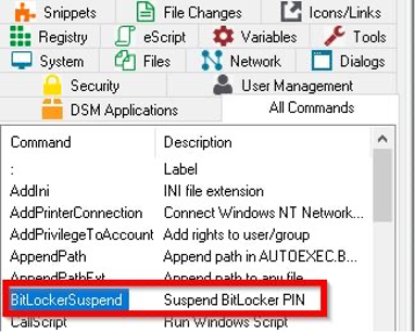 desktop server manager: BitLocker Suspend Command