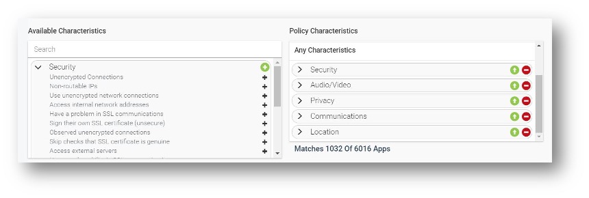 app characterizes within app policies of mobile threat defense management console