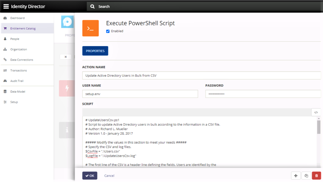 screenshot: execute powershell script