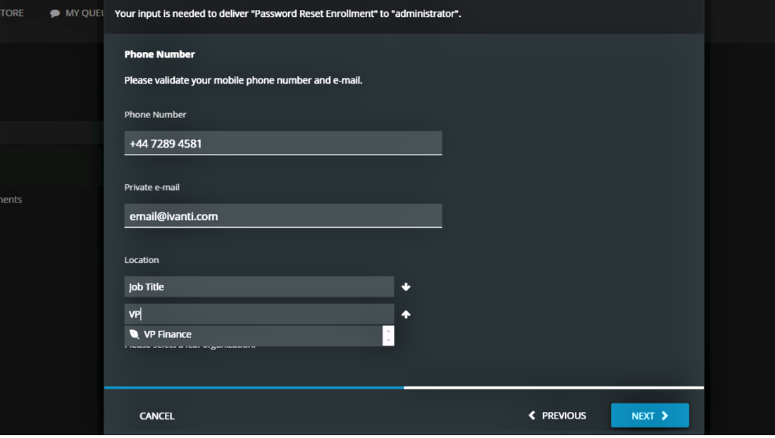 identity director password reset enrollment