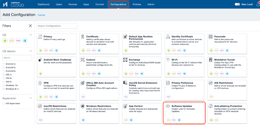 mobileiron cloud - app configuration screen