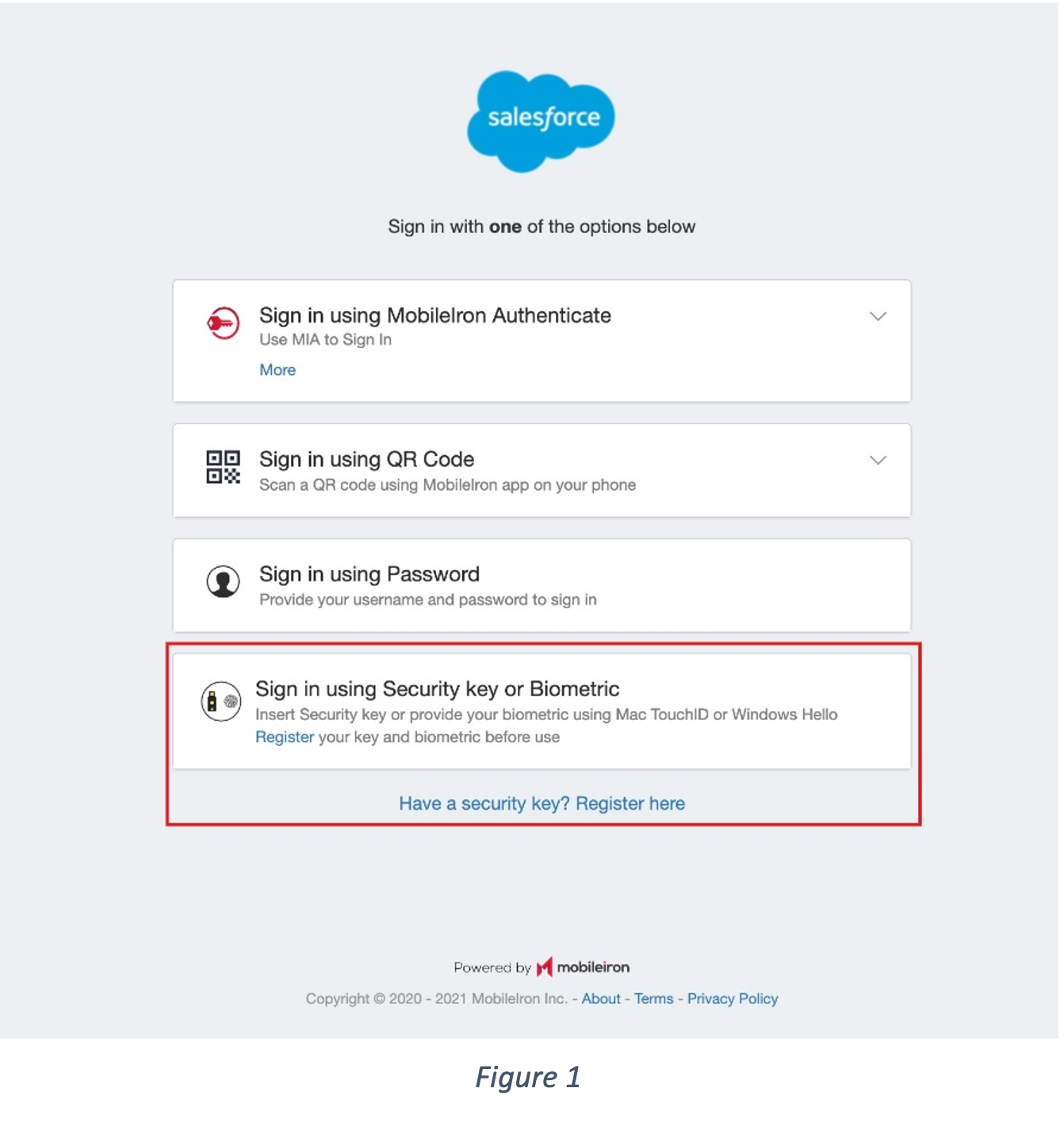 salesforce sign in using security key or biometric