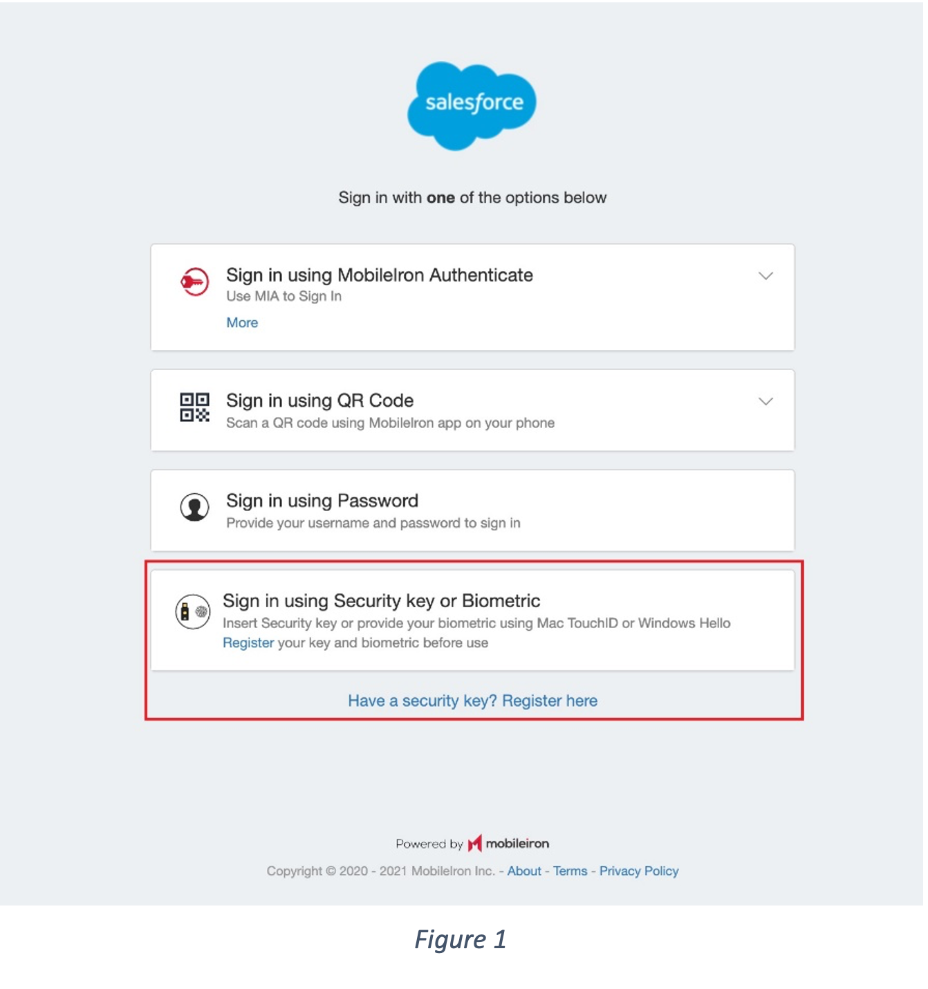 salesforce sign in using security key or biometric