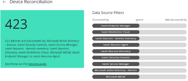 device reconciliation: 423 devices are discovered