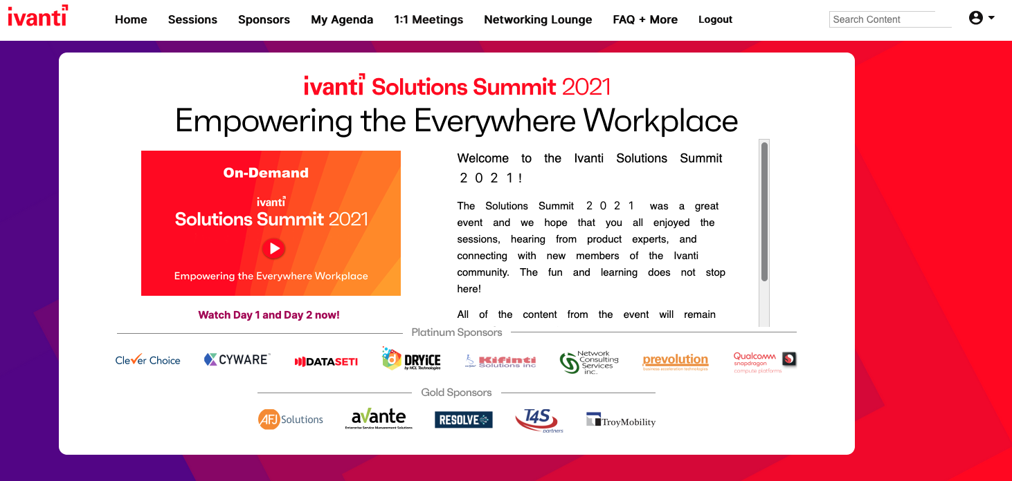 solutions summit microsite homepage