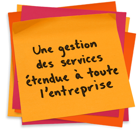 Post-it avec l’inscription : « Étendre la gestion des services aux fonctions non informatiques »