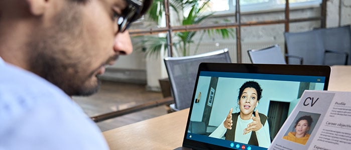 two people on a virtual interview