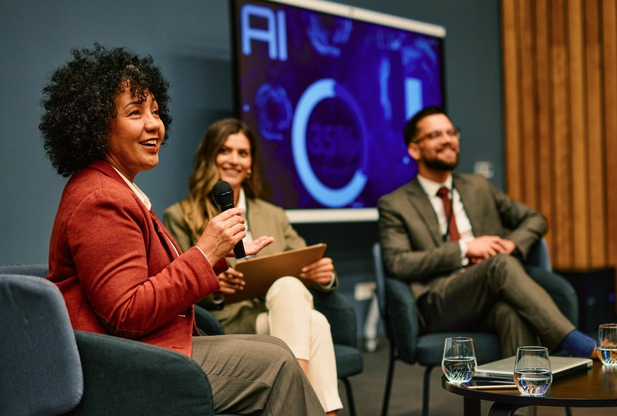 customer panel on a stage