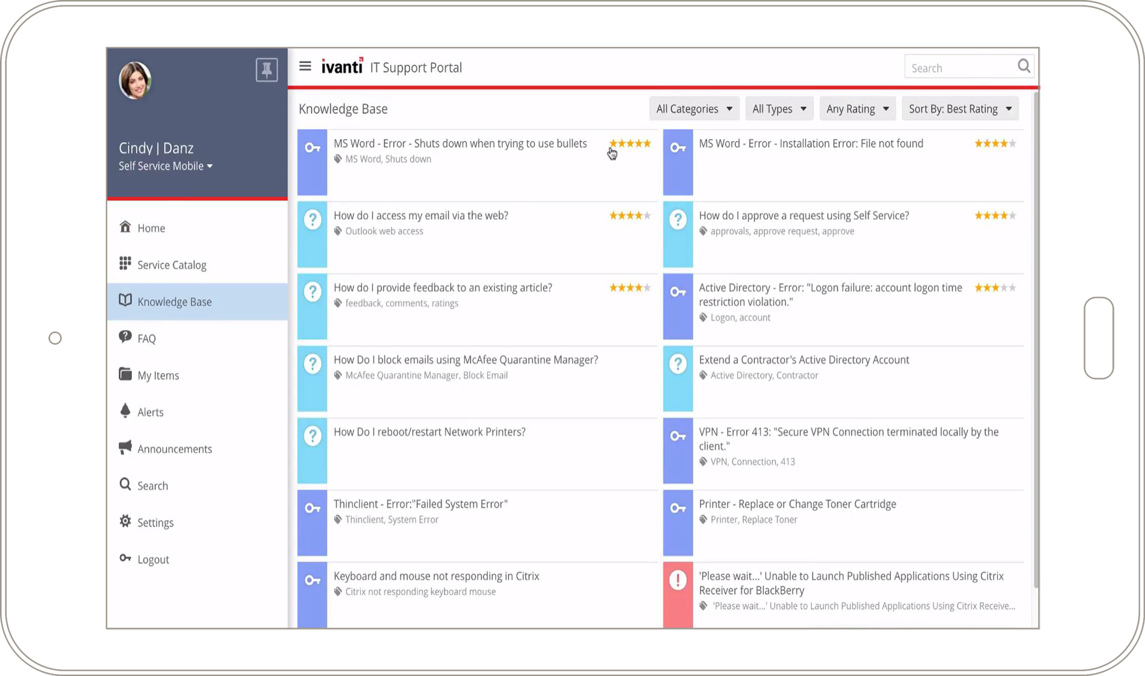 ITSM Mobile Service Management Ivanti