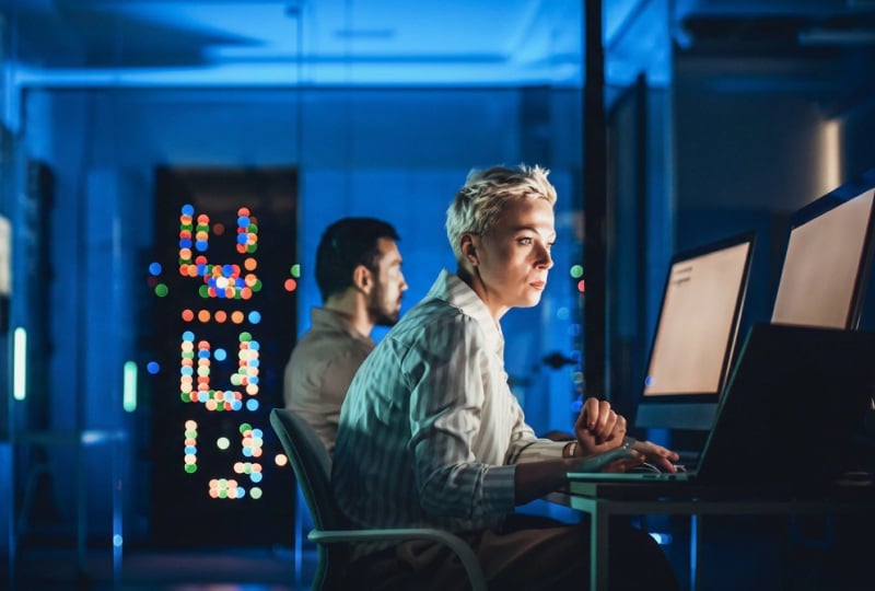 person looking at a screen