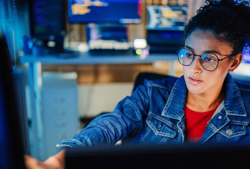 woman working at her desk