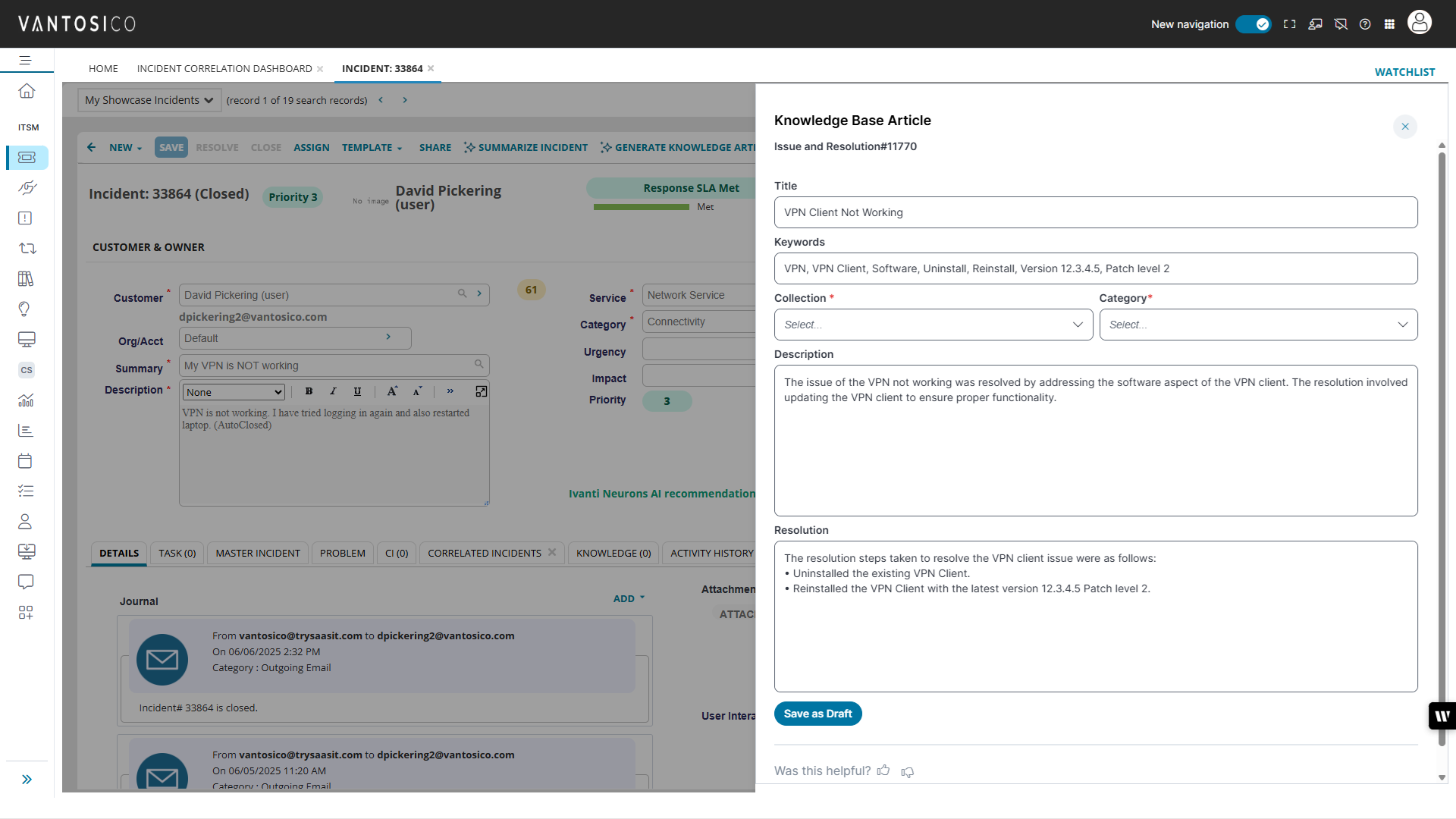 incident report screenshot