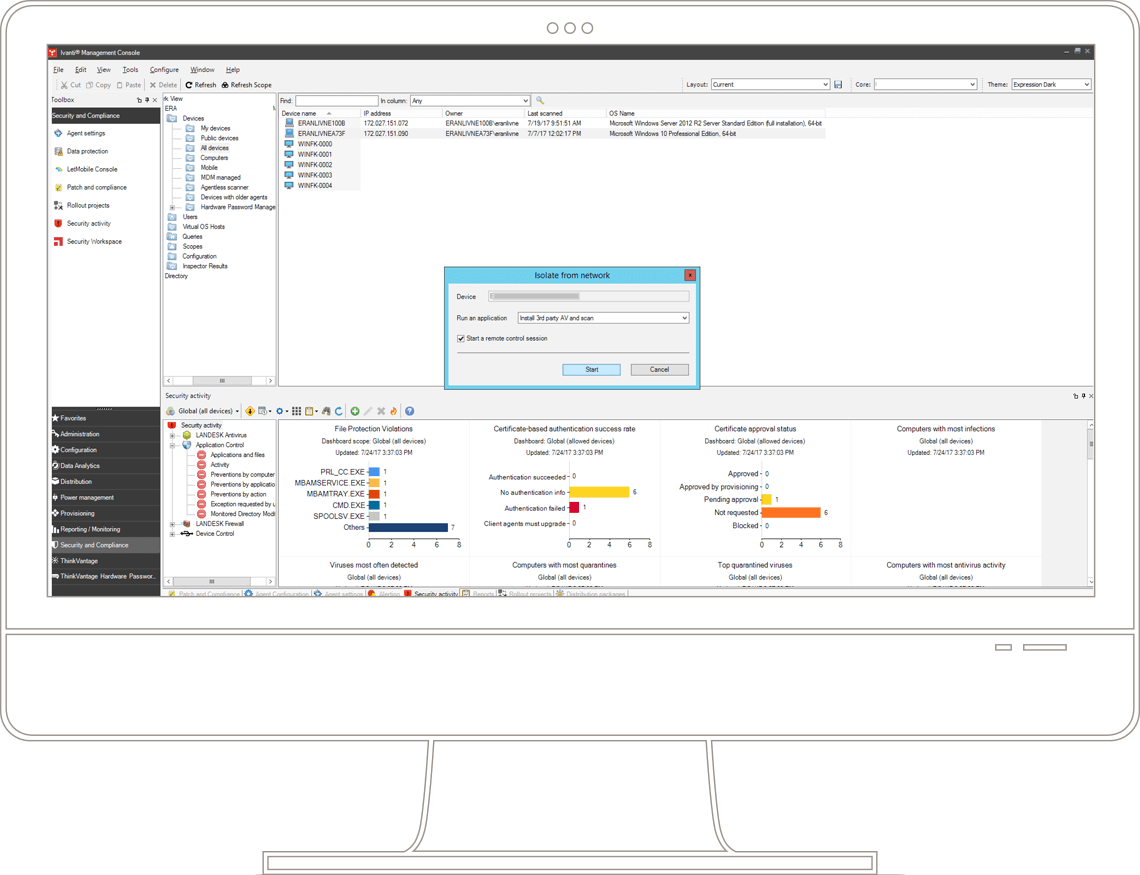 endpoint management - security and compliance applications screenshot
