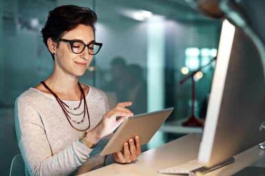 woman on a tablet