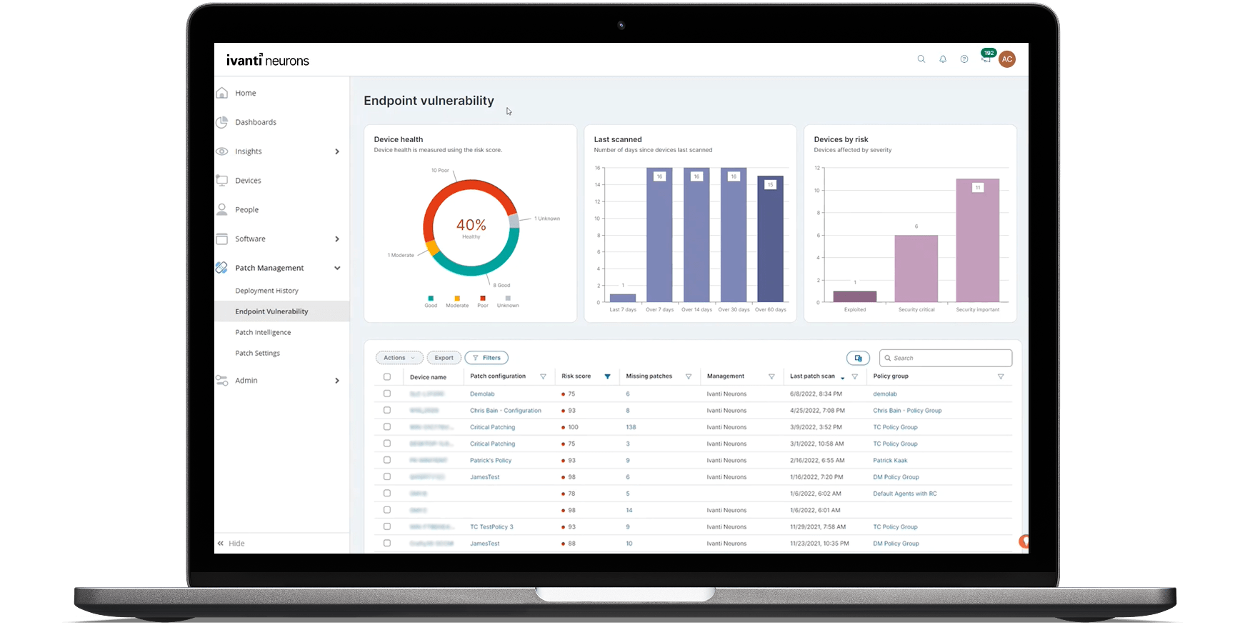 patch management screen shot
