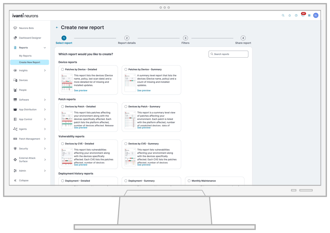 exposure-based compliance reporting screenshot
