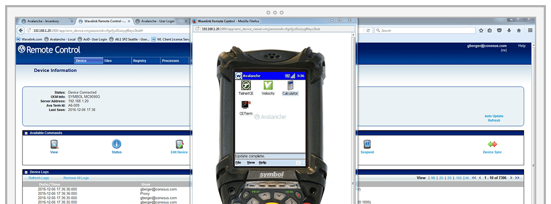 Smart device remote control user interface screenshot.