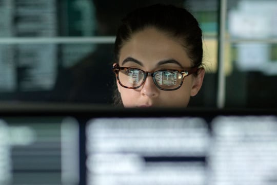 woman at a computer