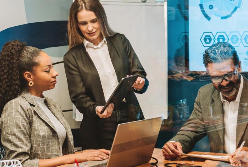 coworkers working in a conference room
