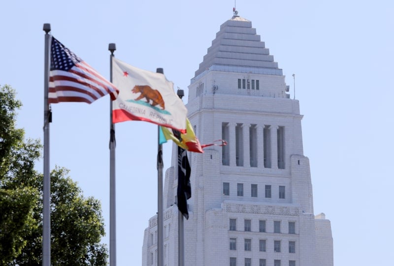 distant shot of a police building